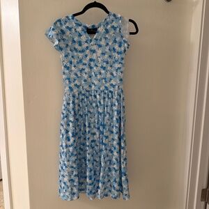 Yathon Floral Dress Flare Cap Sleeve
